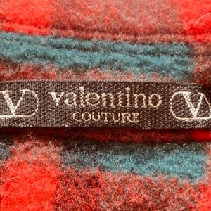 Valentino Couture Red and Teal plaid very soft wool Size 52  
Vintage